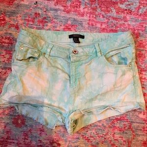 Womens forever 21 teal tie dye shorts size 28